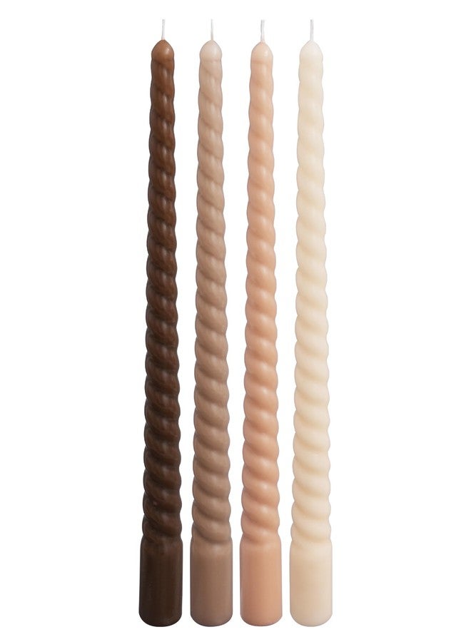 Viyffo Spiral Taper Candles 11 Inch - 4 Pack Brown, Dripless, Unscented, Smokeless - 9 Hour Burn - Tall Candlesticks for Wedding, Dinner, Holiday, Party, Home Decor - Image 1